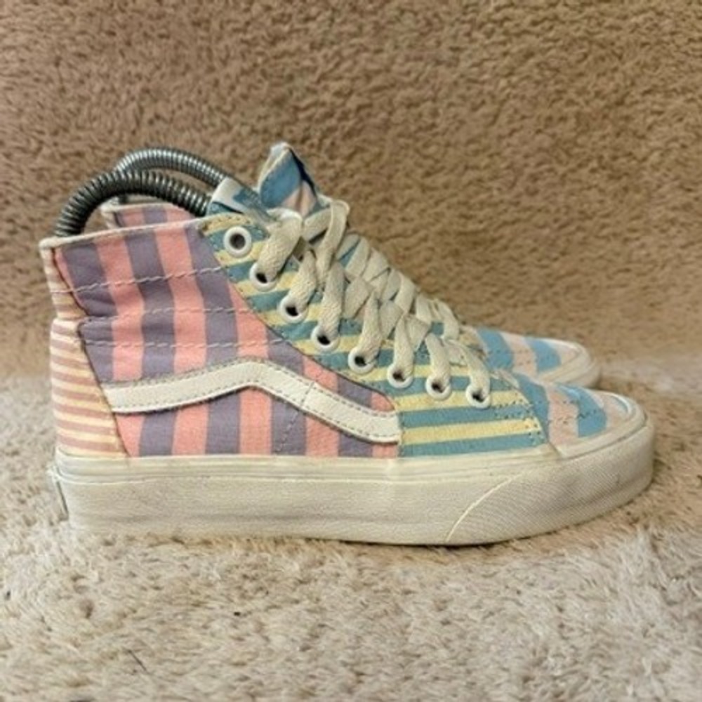 Vans Sk8-Hi Pastel Striped Multi Color High Top Platform Sneakers Womens Size 5